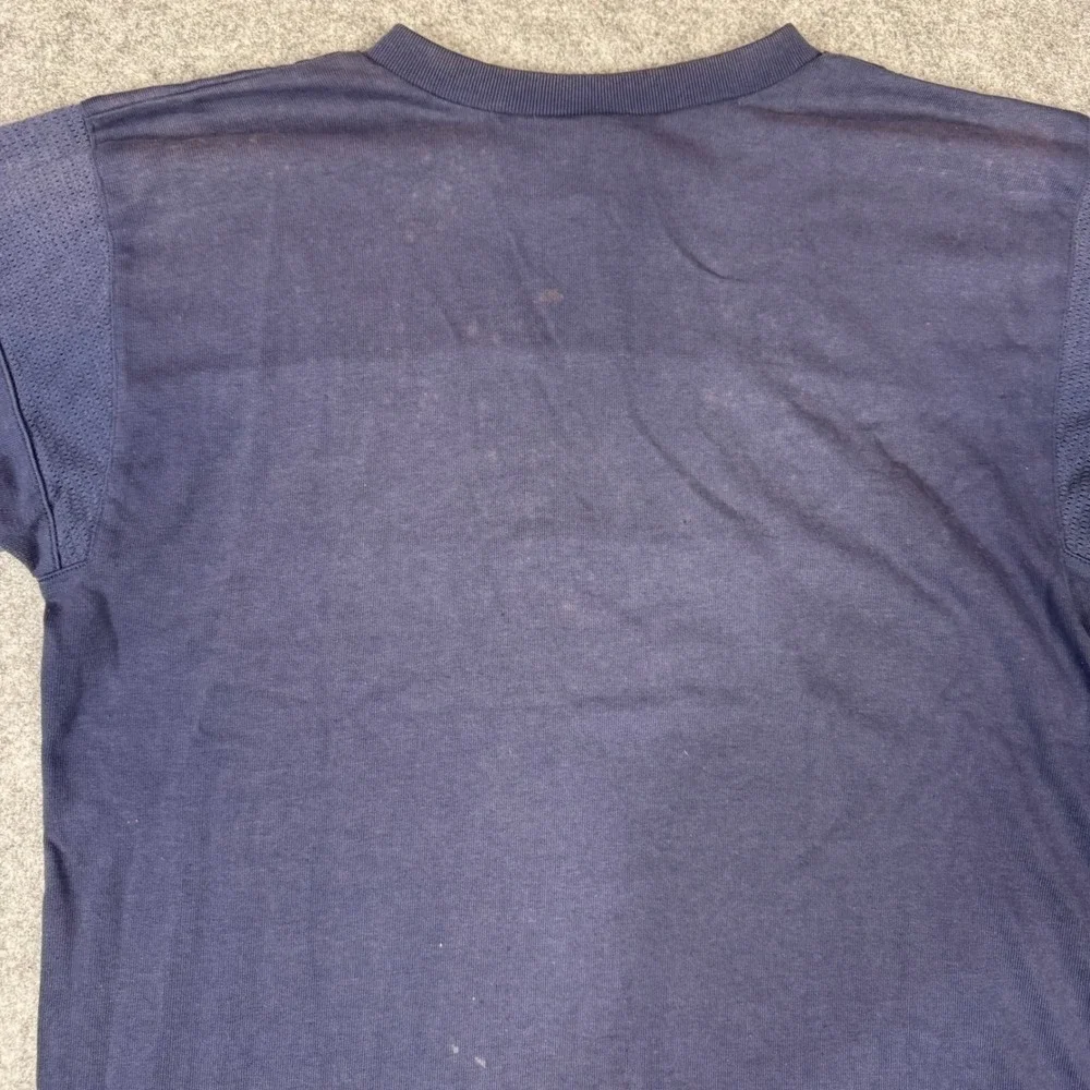 Vintage Nike Blue Tag Mesh Panel T-Shirt Navy Blue Mens Large Retro Sportswear